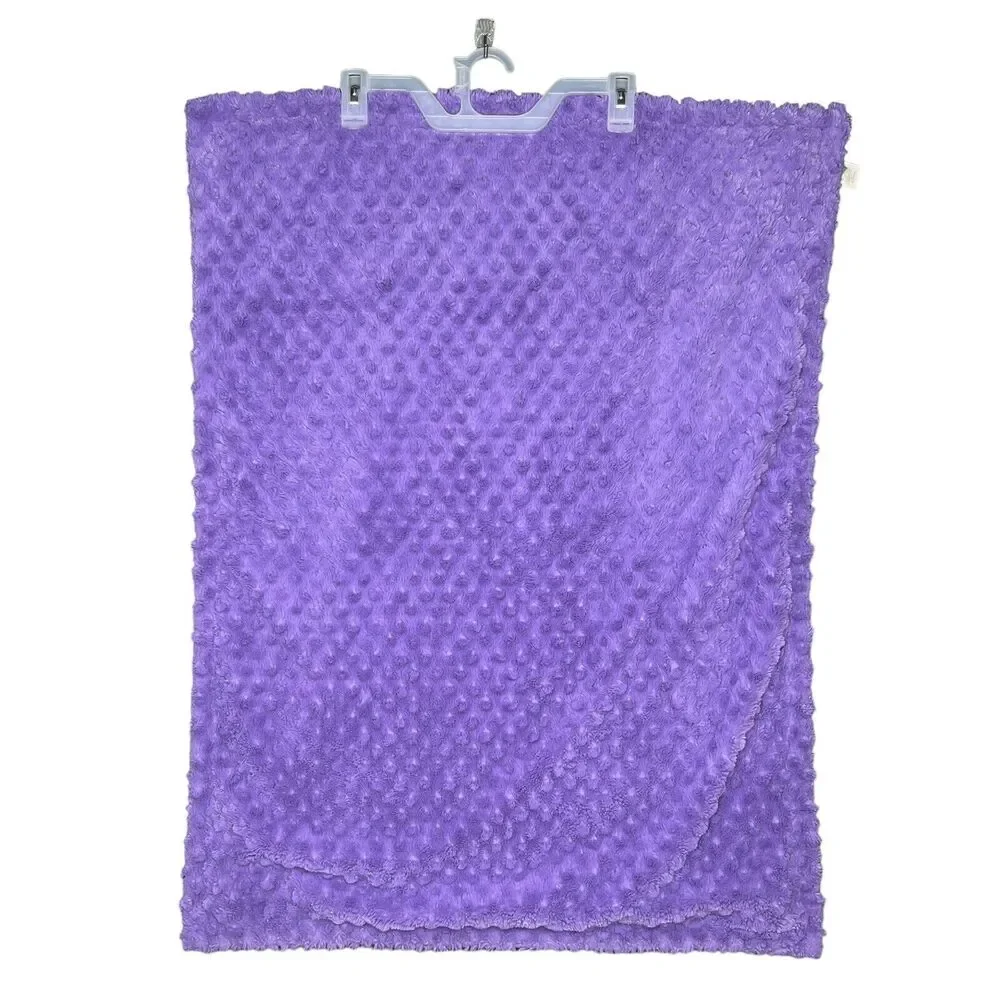 Baby Laundry DAHLIA 91350 Minky Blanket Purple White 35" X 26" Floral - Picture 3 of 8